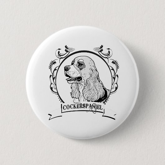 Cockerspaniel T-shirt Ronde Button 5,7 Cm (Voorkant)