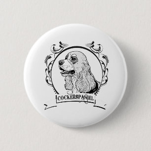 Cockerspaniel T-shirt Ronde Button 5,7 Cm