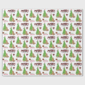 Cockerspaniel, vogel en kerstboom cadeaupapier (Vlak)