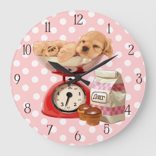 Cockerspanje en retro-schaal grote klok (Voorkant)