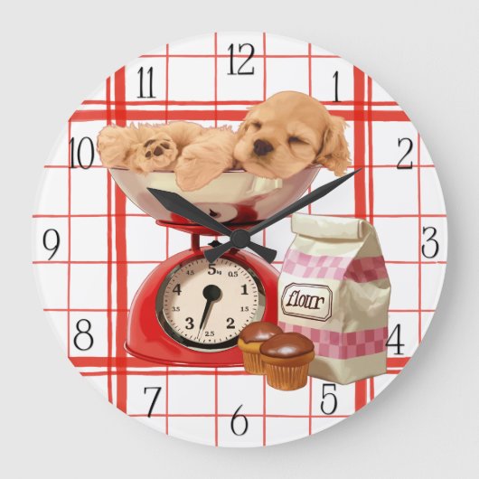 Cockerspanje en retro-schaal grote klok (Voorkant)