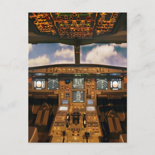 Cockpit van straalvliegtuig briefkaart (Voorkant)