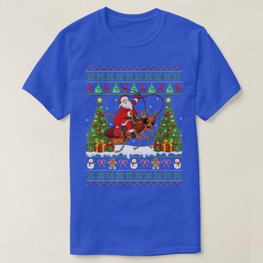 Cockroach Lover Funny Ugly Santa Riding Cockroach T-shirt (Design voorkant)