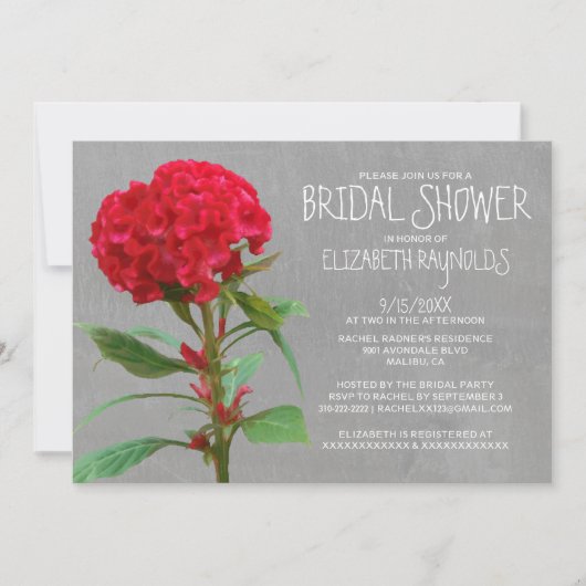 Cockscomb Bridal Shower-uitnodigingen Kaart (Voorkant)