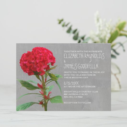 Cockscomb Wedding Invitations Kaart (Staand voorkant)
