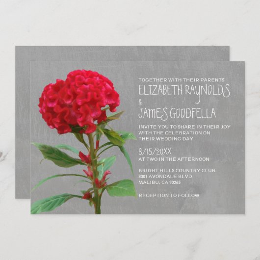 Cockscomb Wedding Invitations Kaart (Voorkant / Achterkant)