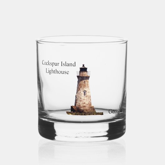Cockspur Island vuurtoren rotsglas Whisky Glas (Voorkant)
