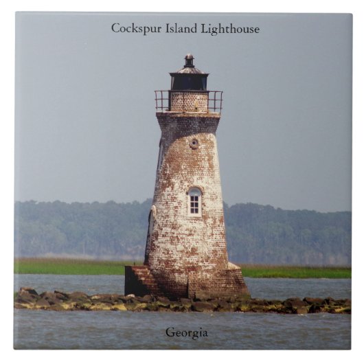 Cockspur Island Vuurtoren tegel Tegeltje (Voorkant)