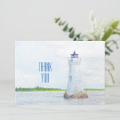 Cockspur Vuurtoren Waterverf Foto Dank u Bedankkaart (Staand voorkant)