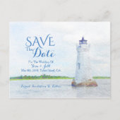 Cockspur Vuurtoren Waterverf Foto Opslaan De Datum Aankondigingskaart (Voorkant)