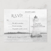 Cockspur Vuurtoren Waterverf RSVP Uitnodiging Briefkaart (Achterkant)