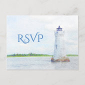 Cockspur Vuurtoren Waterverf RSVP Uitnodiging Briefkaart (Voorkant)