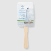 Cockspur Vuurtoren Waterverf Trouwprogramma Handwaaier (Voorkant)