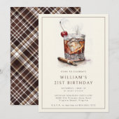 Cocktail 21ste verjaardag uitnodiging (Voorkant / Achterkant)