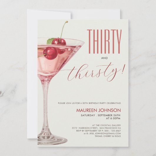 Cocktail 30ste verjaardag kaart (Voorkant)