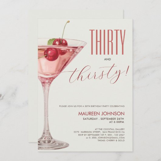 Cocktail 30ste verjaardag kaart (Voorkant / Achterkant)