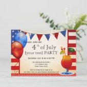 cocktail 4 juli uitnodiging (Staand voorkant)