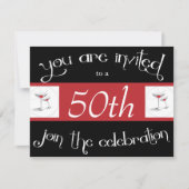 Cocktail 50th Birthday Party Invitations Kaart (Voorkant)