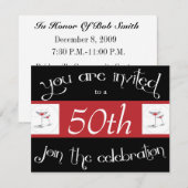 Cocktail 50th Birthday Party Invitations Kaart (Voorkant / Achterkant)