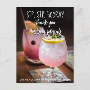 Cocktail Aanbevelingskaart, Sip Sip Hooray Promo Briefkaart
