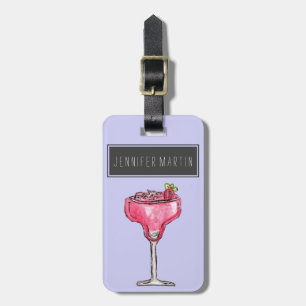 Cocktail Aardbei Daiquiri Red Waterverf Paint Bagagelabel