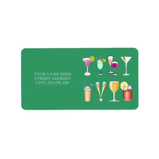 Cocktail Adres Mailing Labels (Voorkant)