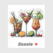 Cocktail alcoholische Drinken kleur kunst illustra Sticker (Vel)