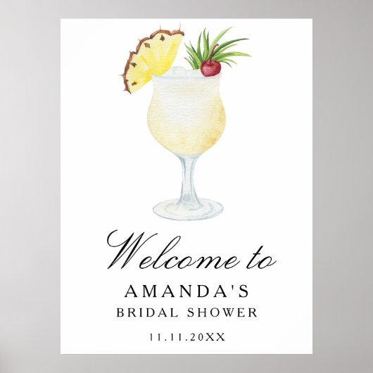 Cocktail ananas - bruiloft feest welkom bord poster (Voorkant)
