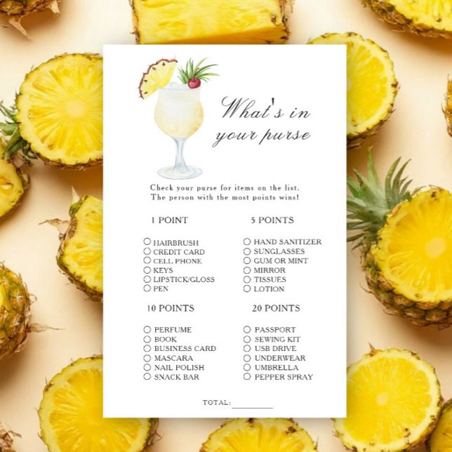 Cocktail Ananas - Wat zit er in je tas spel (Creator heeft geüpload)