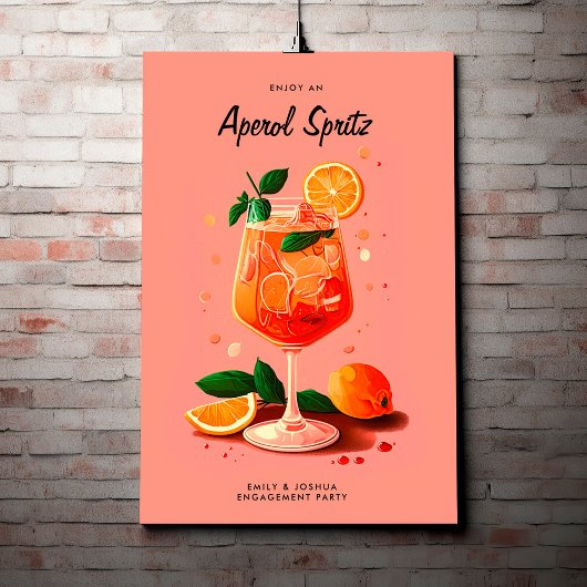 Cocktail Aperol Spritz Verlovingsfeest Poster