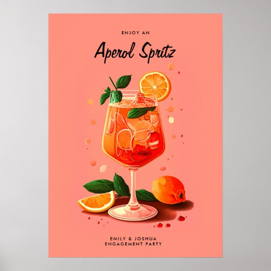 Cocktail Aperol Spritz Verlovingsfeest Poster (Voorkant)