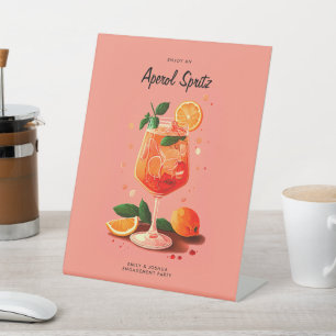 Cocktail Aperol Spritz Verlovingsfeest Reclamebord Met Voetstuk