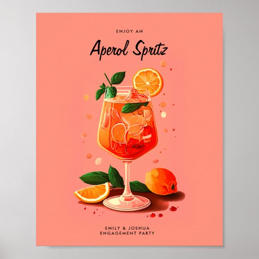 Cocktail Aperol Spritz Verlovingsfeestbord Poster (Voorkant)