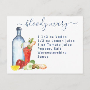 Cocktail Aquarel Recept Mengdrank Bloody Mary Briefkaart