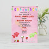 Cocktail Bachelorette Bridal Party Invitation Kaart (Staand voorkant)