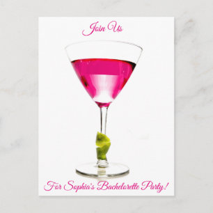 Cocktail Bachelorette Feest Uitnodiging Briefkaart
