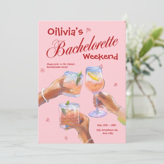 Cocktail Bachelorette Party Kaart (Staand voorkant)