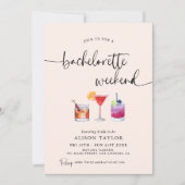 Cocktail Bachelorette Weekend Feest Calligrafie Kaart (Voorkant)
