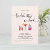 Cocktail Bachelorette Weekend Feest Calligrafie Kaart (Staand voorkant)