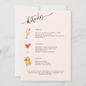 Cocktail Bachelorette Weekend Feest Calligrafie Kaart (Achterkant)