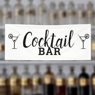 Cocktail Bar DIY Trouwlocatie Zwart-wit Spandoek