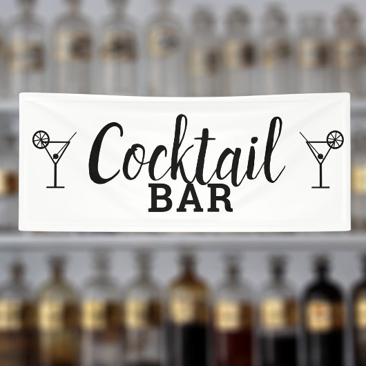Cocktail Bar DIY Trouwlocatie Zwart-wit Spandoek