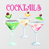 Cocktail Bar drinken teken Raamsticker (Vel)