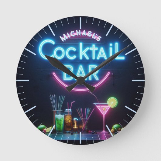 Cocktail Bar Klok Neon Gepersonaliseerde Mancave D (Voorkant)