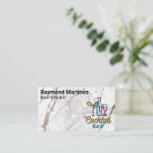 Cocktail Bar Logo | Wit Marmer Visitekaartje (Staand voorkant)
