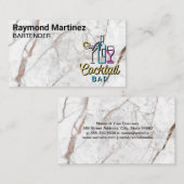 Cocktail Bar Logo | Wit Marmer Visitekaartje (Voorkant / Achterkant)