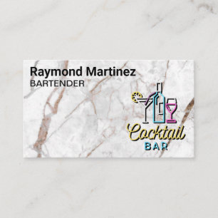 Cocktail Bar Logo Wit Marmer Visitekaartje