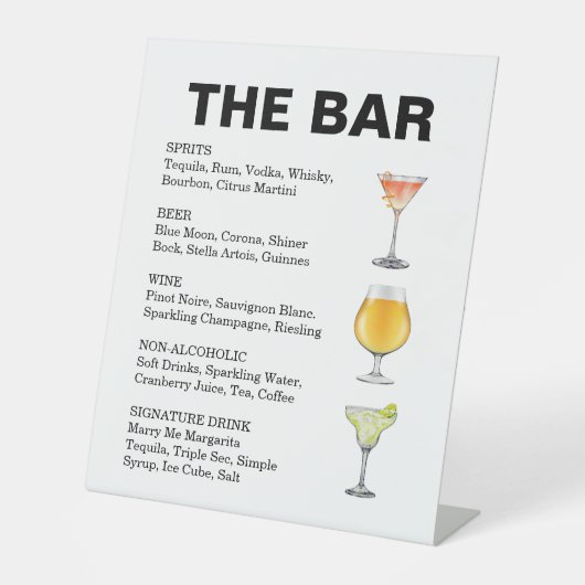 Cocktail Bar Menu voetstuk Reclamebord Met Voetstuk (Voorkant)