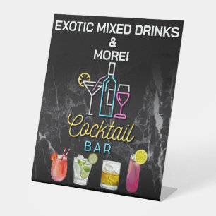 Cocktail Bar Teken Reclamebord Met Voetstuk
