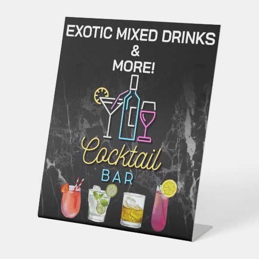 Cocktail Bar Teken Reclamebord Met Voetstuk (Voorkant)